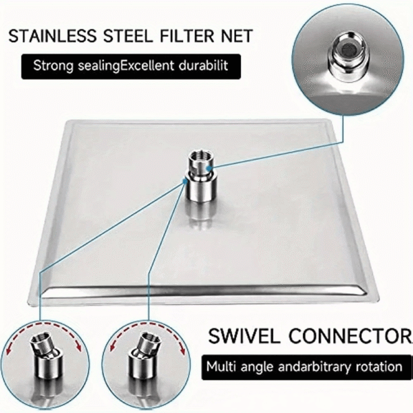 Luxury 8 Inch Square Stainless Steel Rain Shower Head