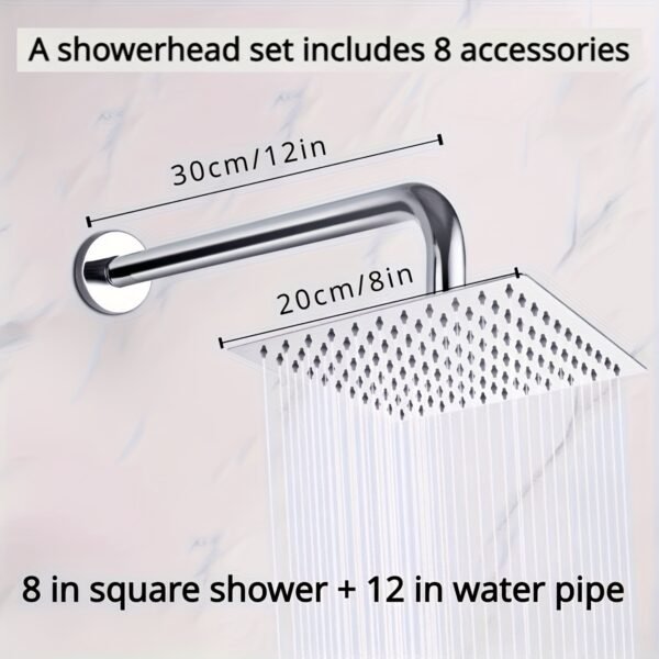 8pcs Stainless Steel Mirror Finish Shower Set Bathroom Accessories