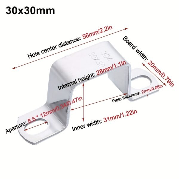 30x30mm 304 Stainless Steel Hose Clamp Saddle Pipe Fastening Clip